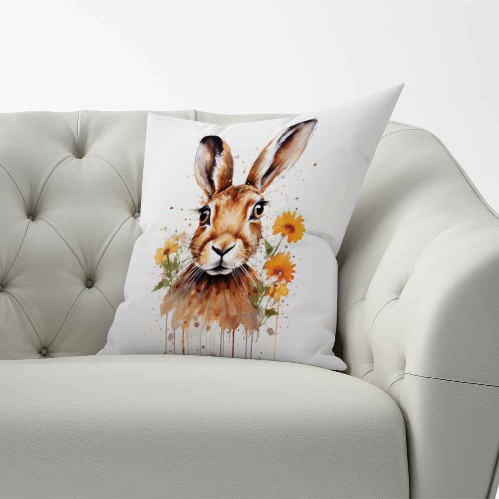 Watercolour Hare and Daisies Cushions