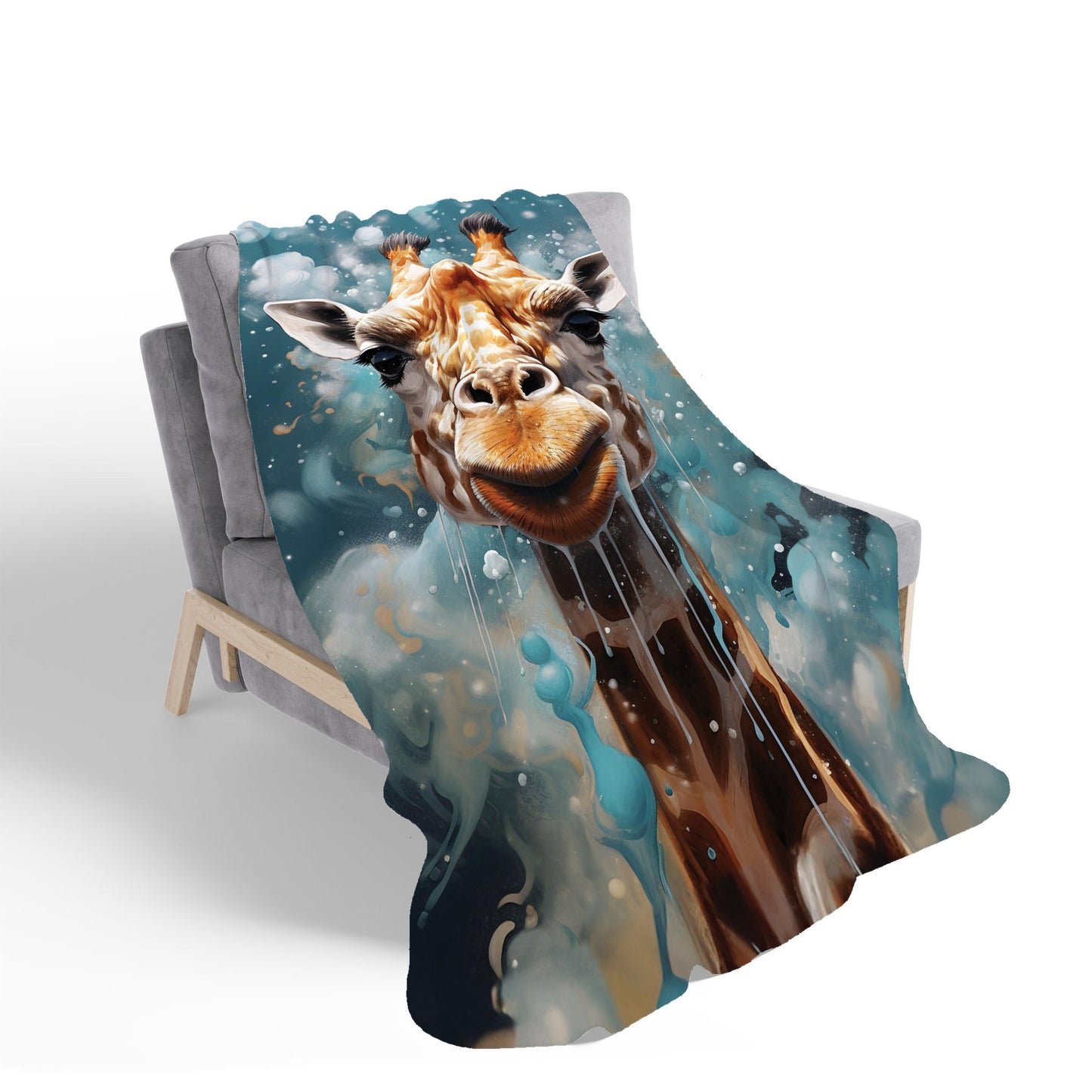 Splashart Giraffe Face Sherpa Blanket