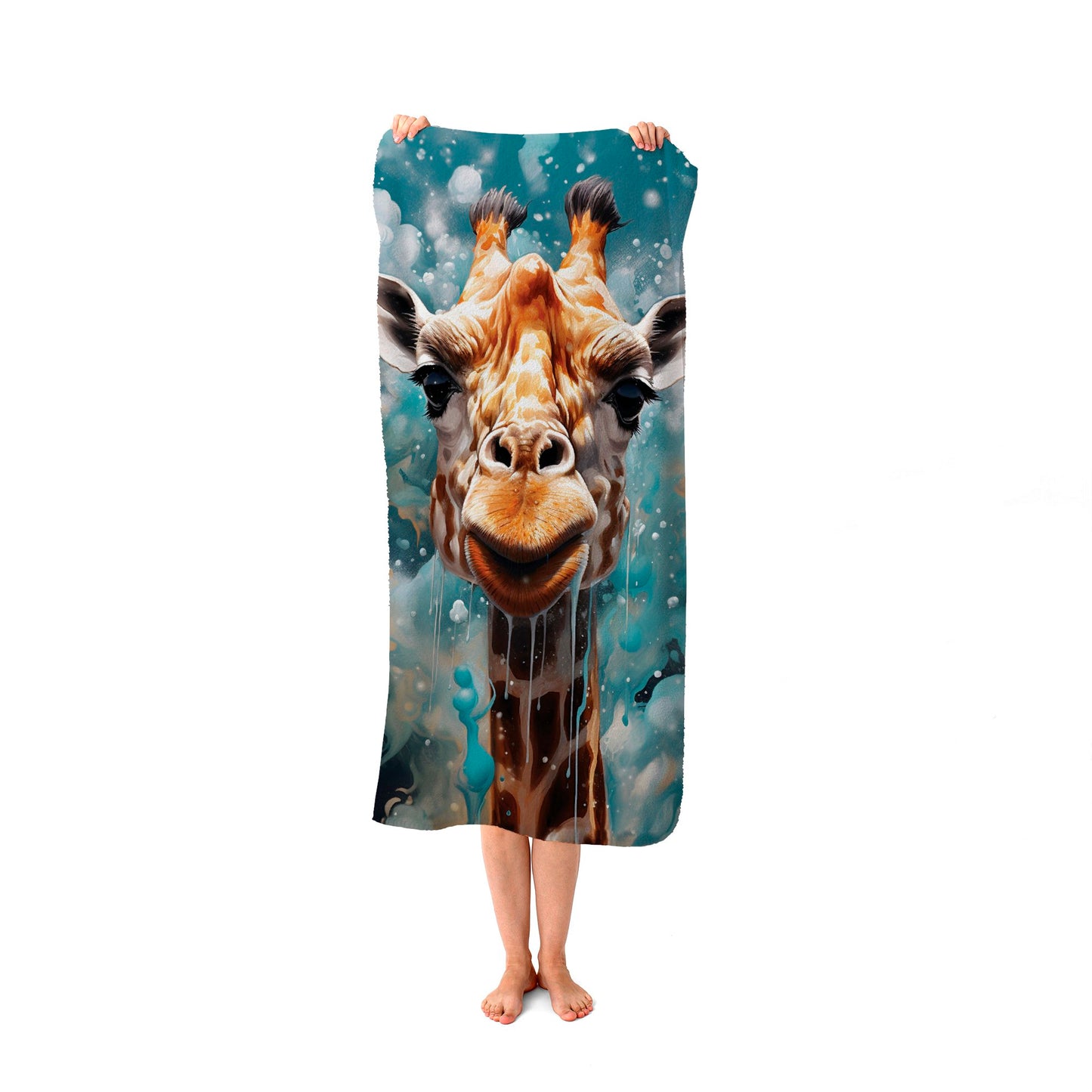 Splashart Giraffe Face Beach Towel