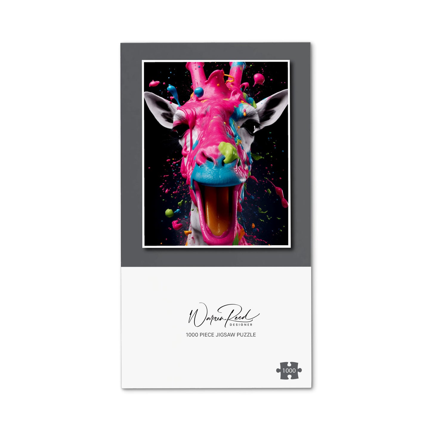 Splashart Giraffe Face Pink Jigsaw Puzzle