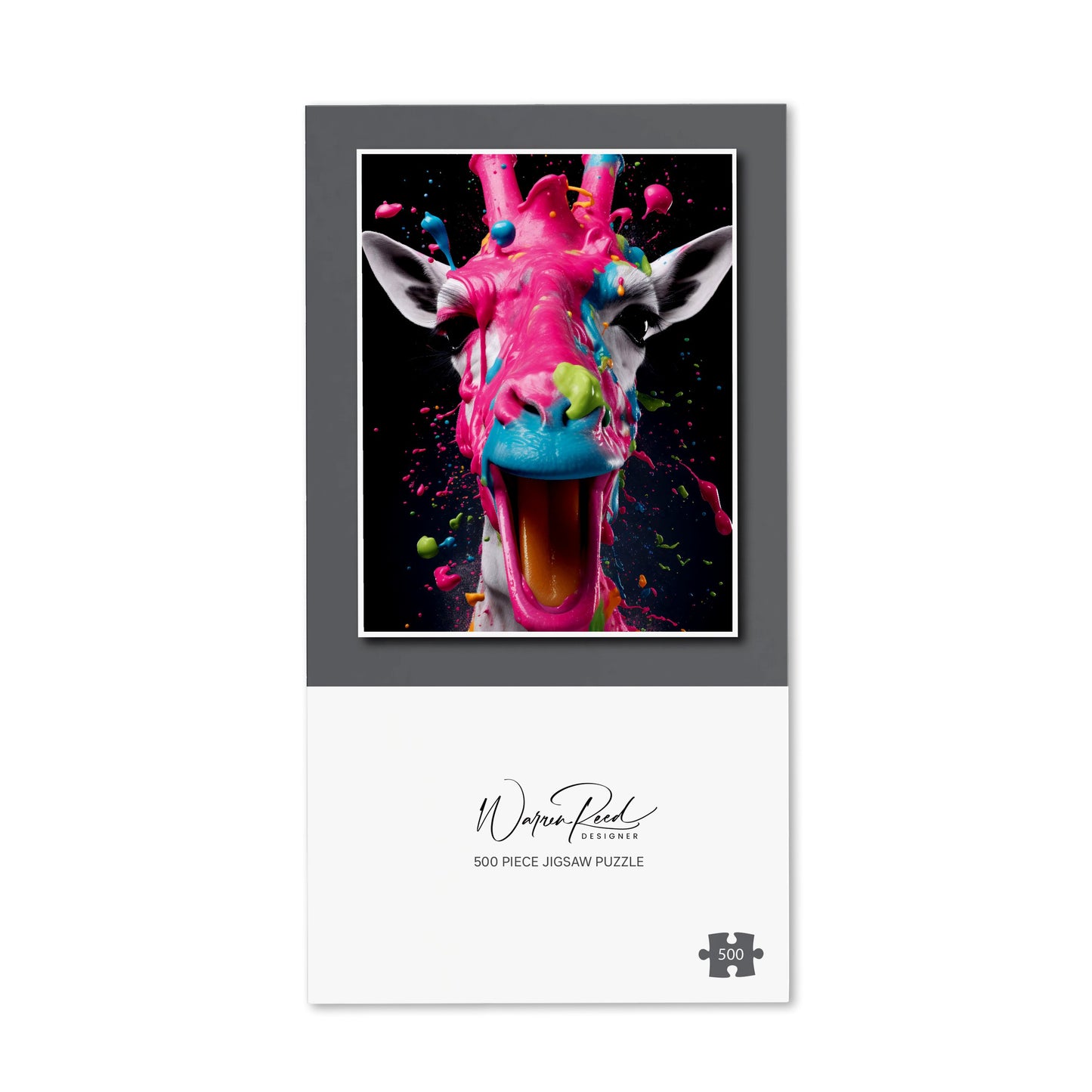 Splashart Giraffe Face Pink Jigsaw Puzzle