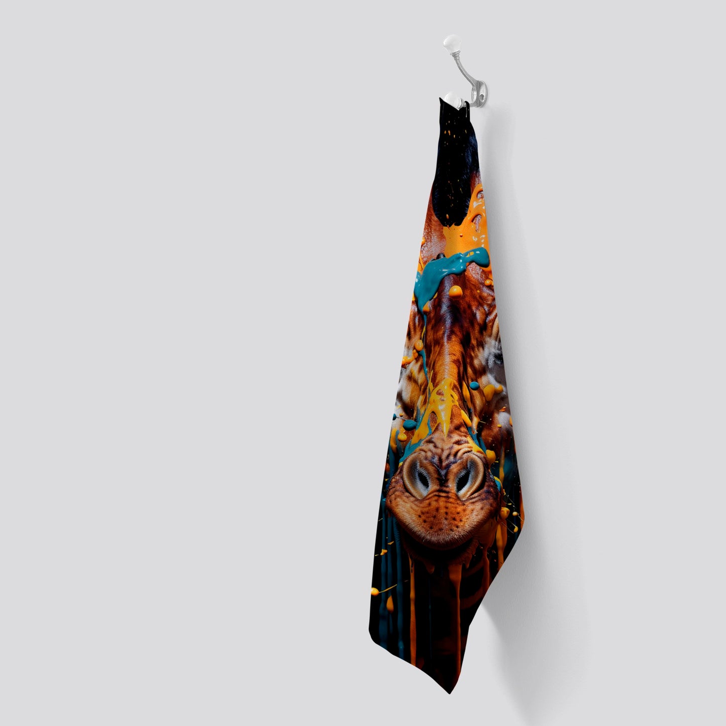 Giraffe Face Splashart Tea Towel