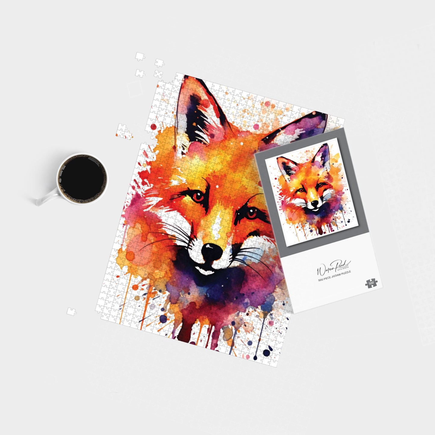 Watercolour Splashart Fox Face Jigsaw Puzzle