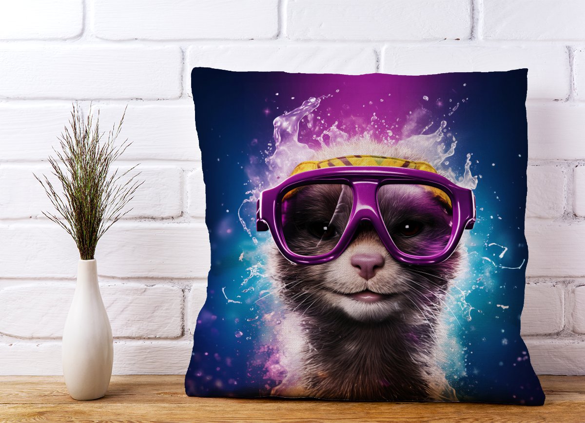 Splashart Ferret Purple Cushions
