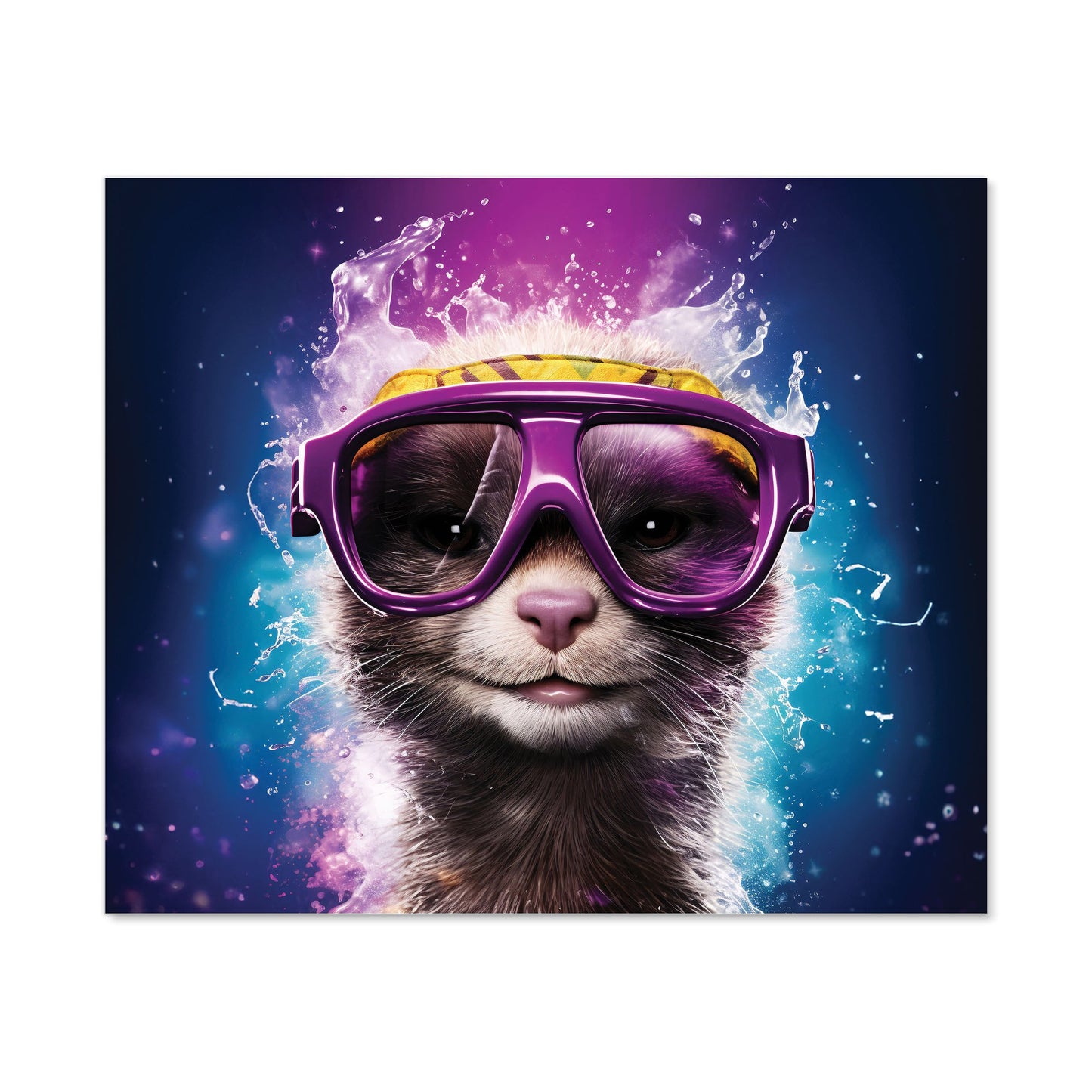 Splashart Ferret With Glasses Purple Kitchen Splashback
