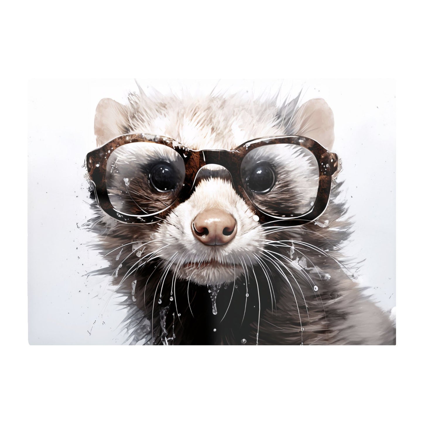 Splashart Ferret With Glasses Glass Chopping Board