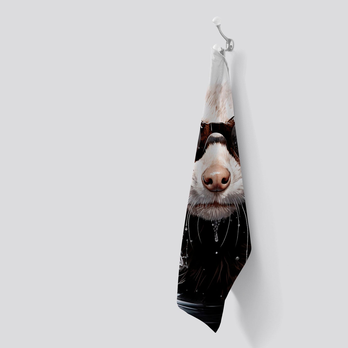 Splashart Ferret With Glasses Tea Towel