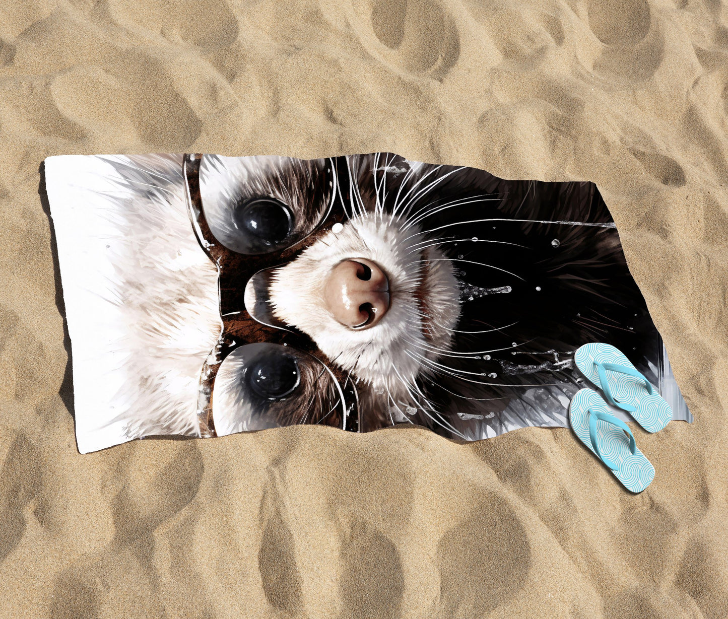 Splashart Ferret With Glasses Beach Towel