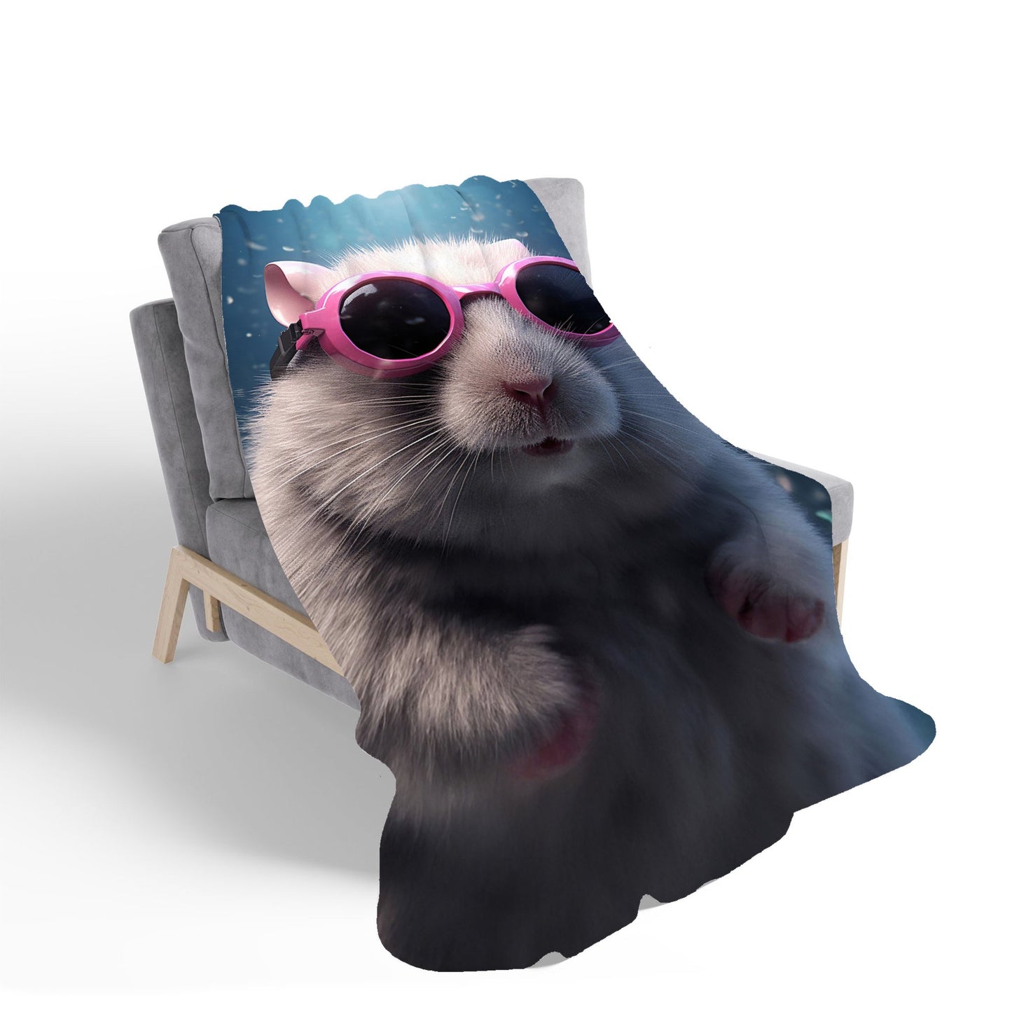 Splashart DoorMouse with Pink Glasses Sherpa Blanket