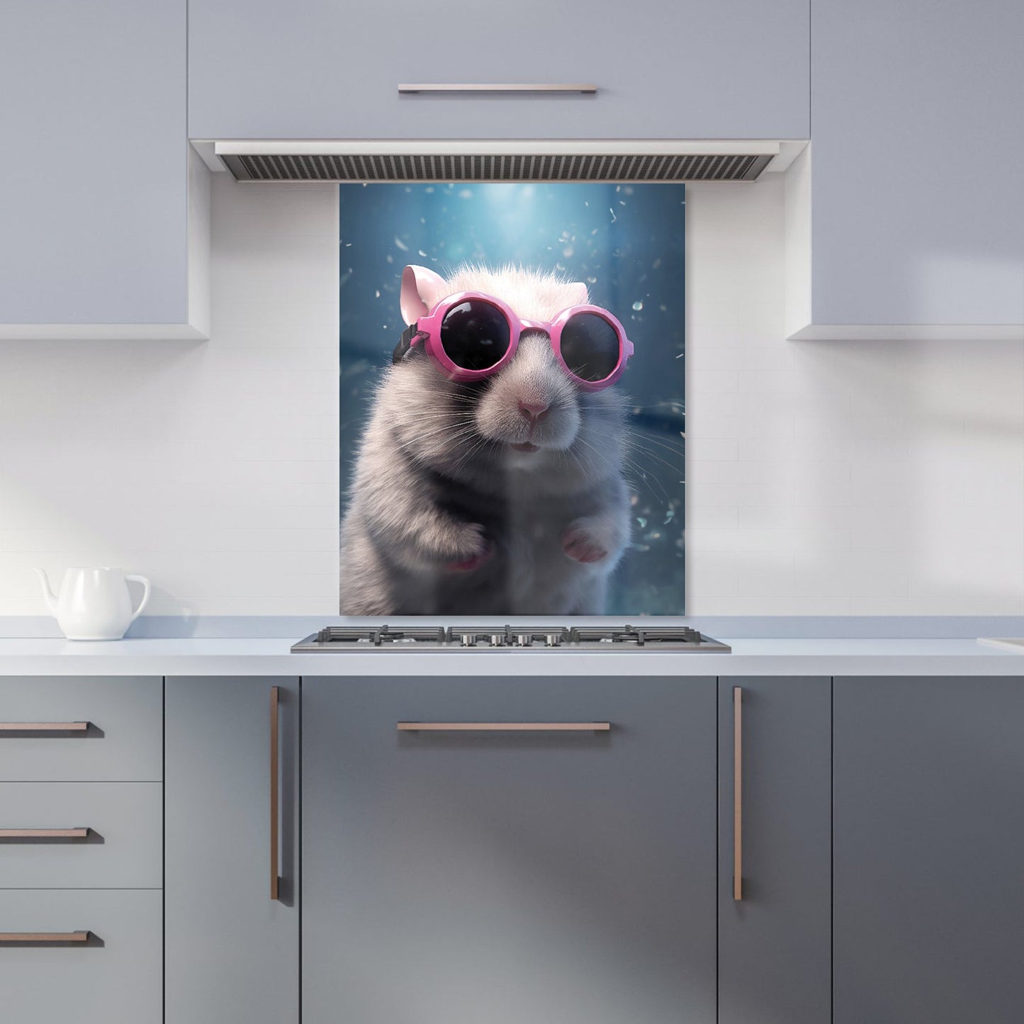 Splashart DoorMouse with Pink Glasses Kitchen Splashback