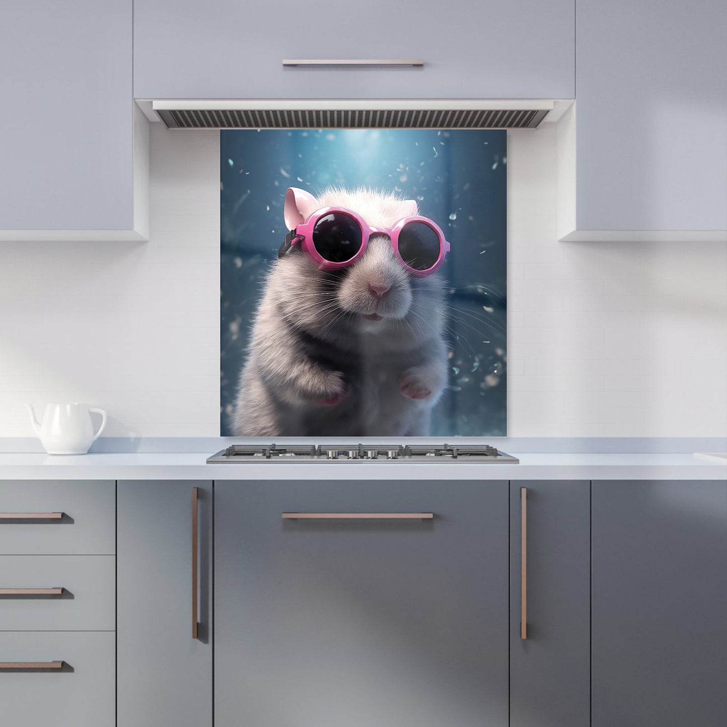 Splashart DoorMouse with Pink Glasses Kitchen Splashback