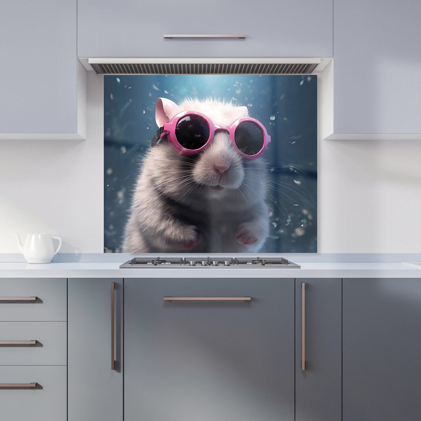 Splashart DoorMouse with Pink Glasses Kitchen Splashback