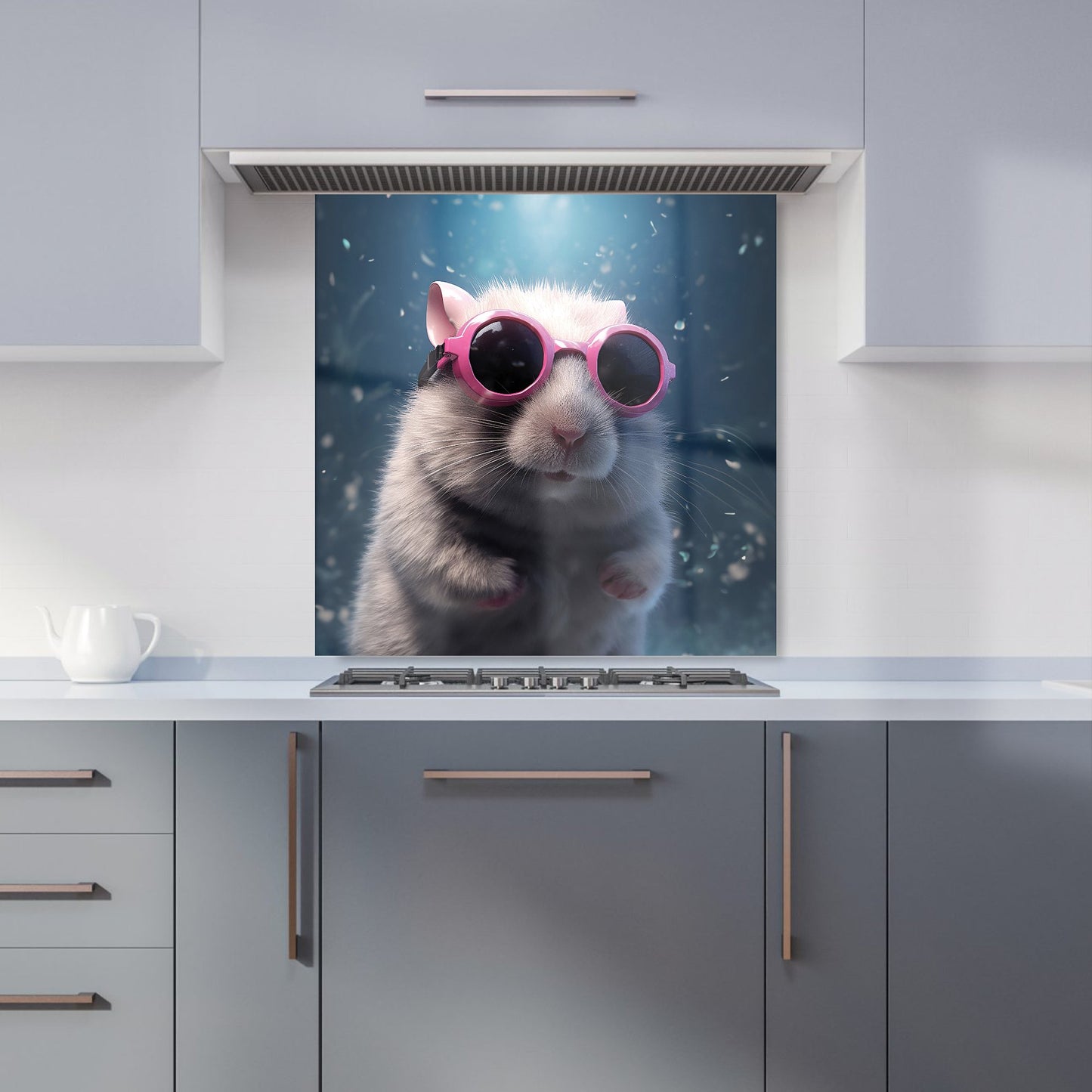 Splashart DoorMouse with Pink Glasses Kitchen Splashback