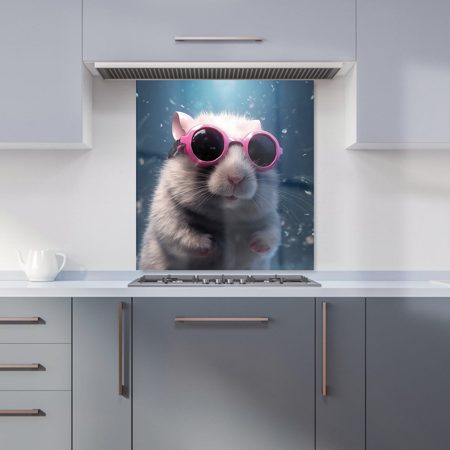 Splashart DoorMouse with Pink Glasses Kitchen Splashback