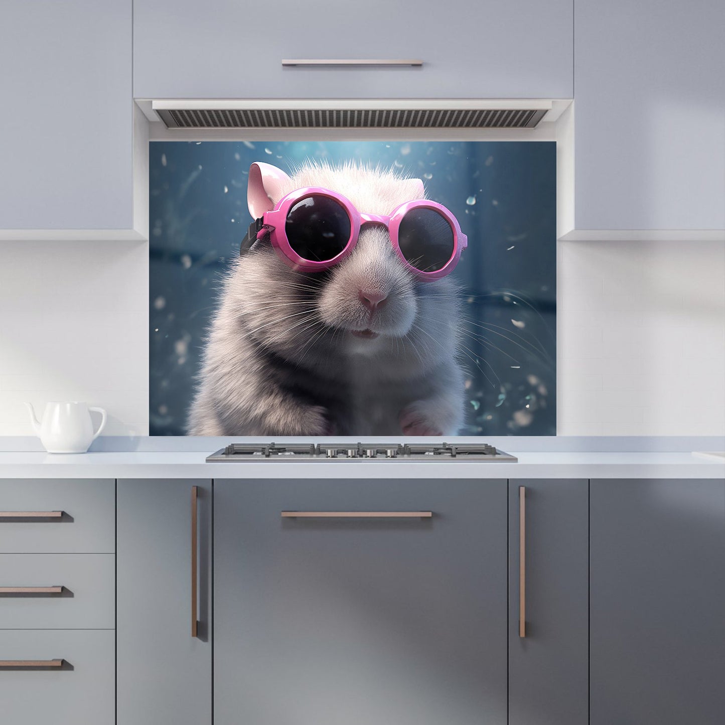 Splashart DoorMouse with Pink Glasses Kitchen Splashback