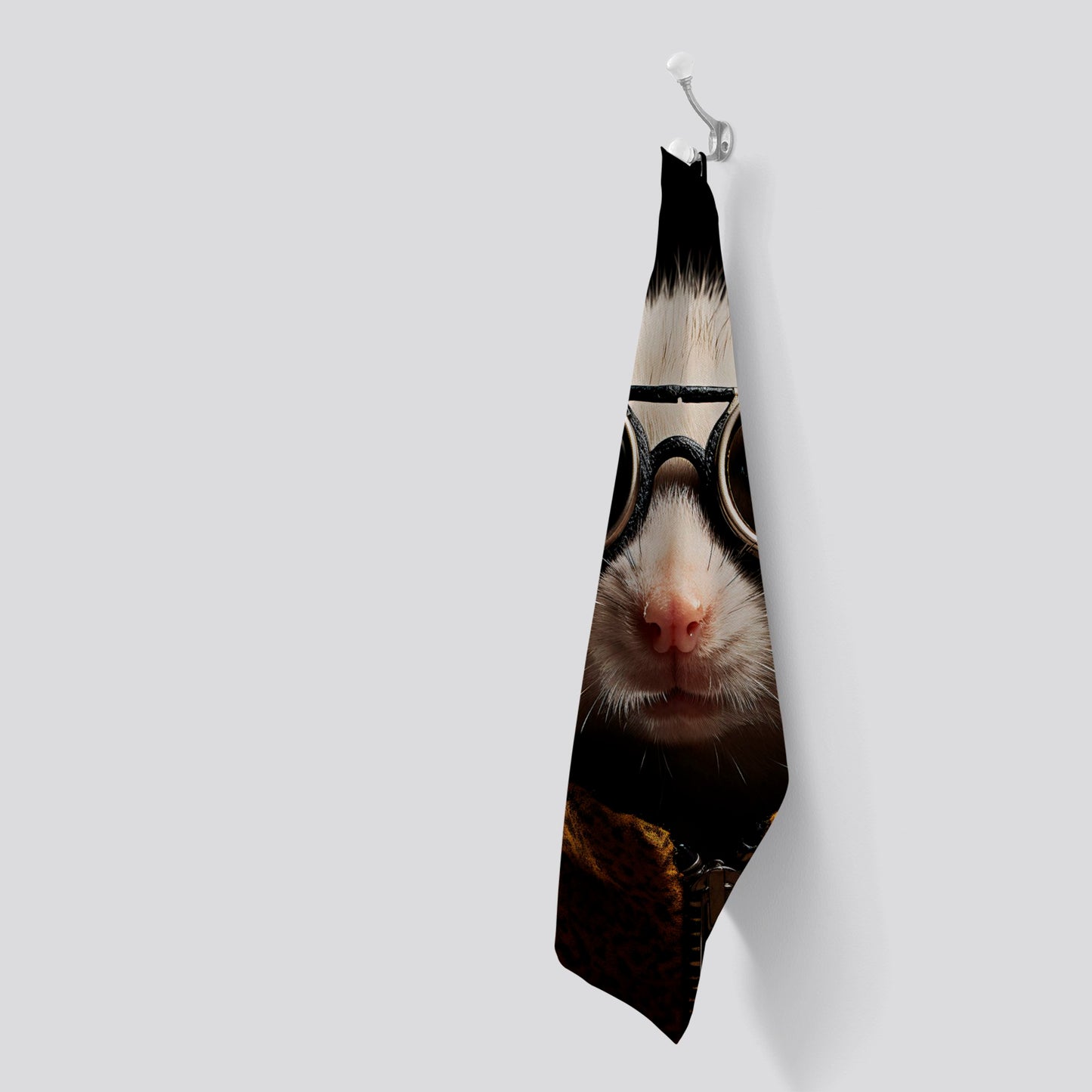 Realistic Doormouse with Glasses Tea Towel