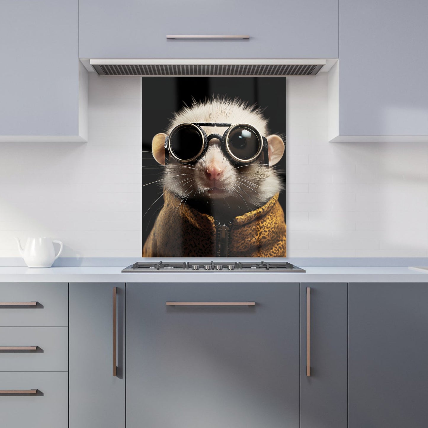 Realistic Doormouse with Glasses Kitchen Splashback