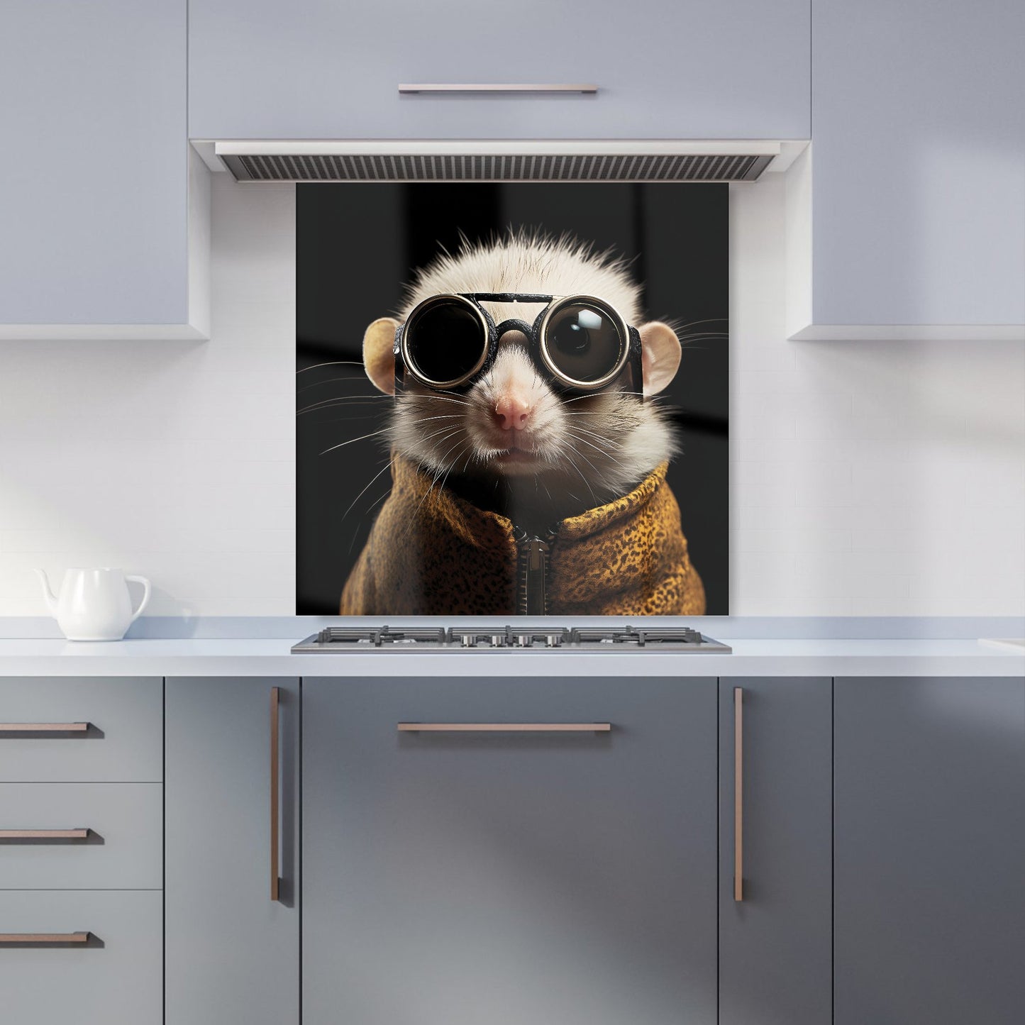 Realistic Doormouse with Glasses Kitchen Splashback