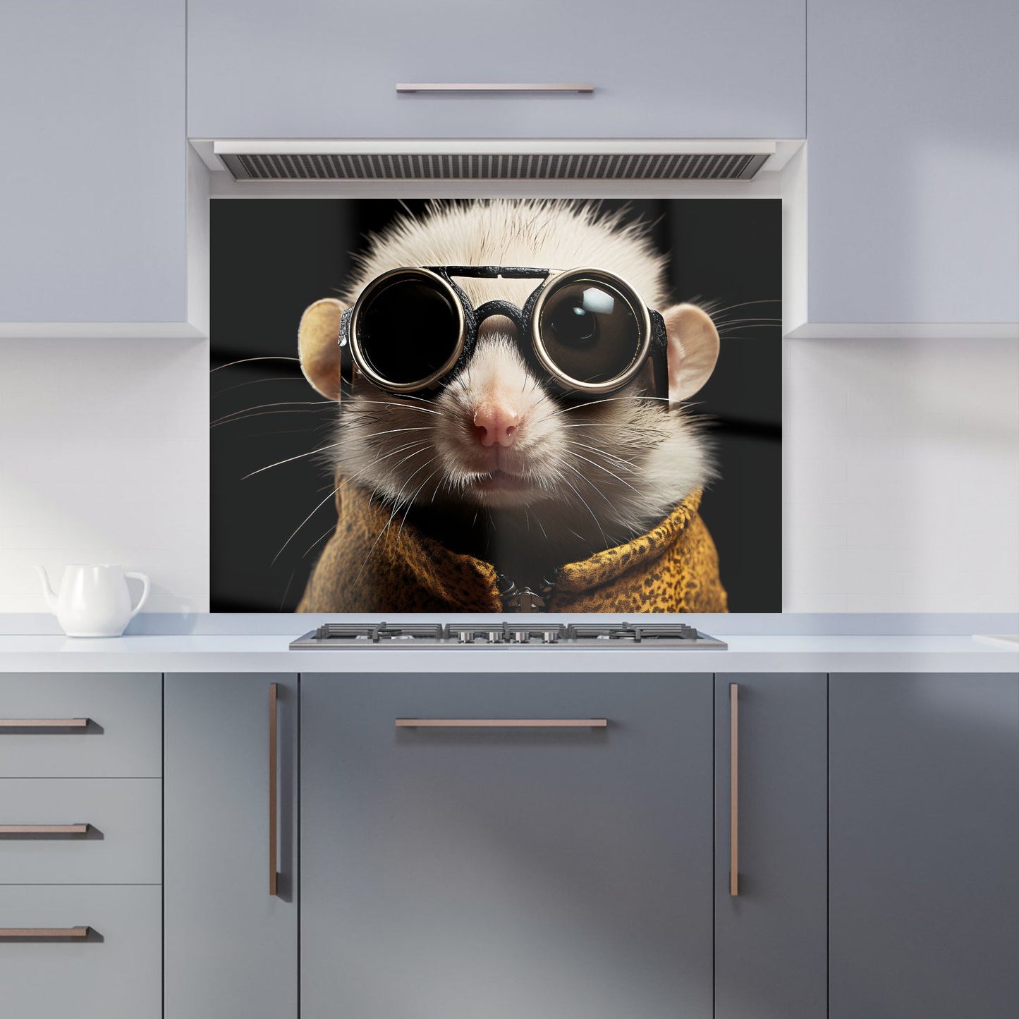 Realistic Doormouse with Glasses Kitchen Splashback