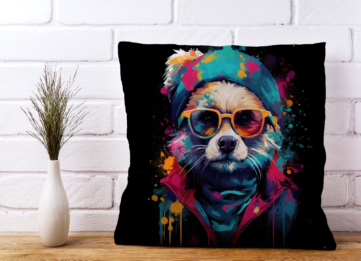 Multi Coloured Splashart Dog Cushions