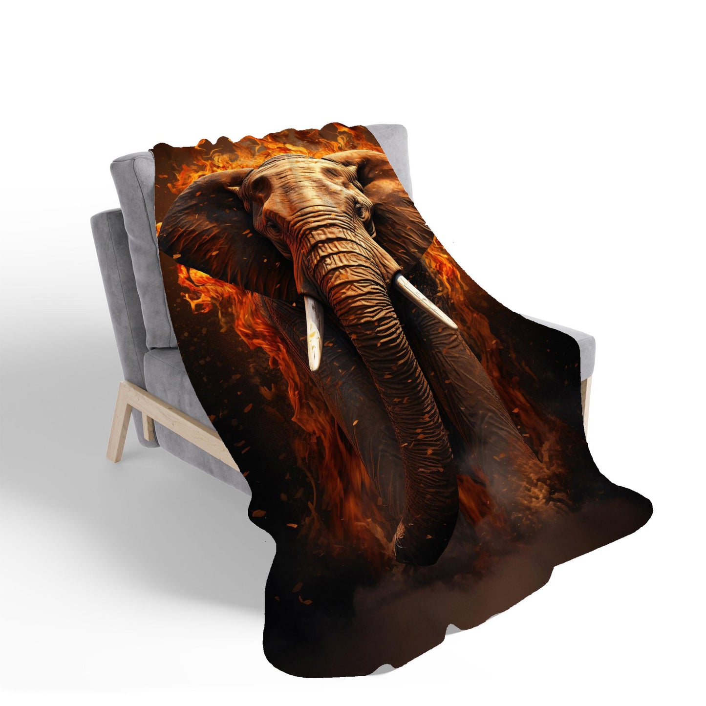 Splashart Elephant and fire Sherpa Blanket