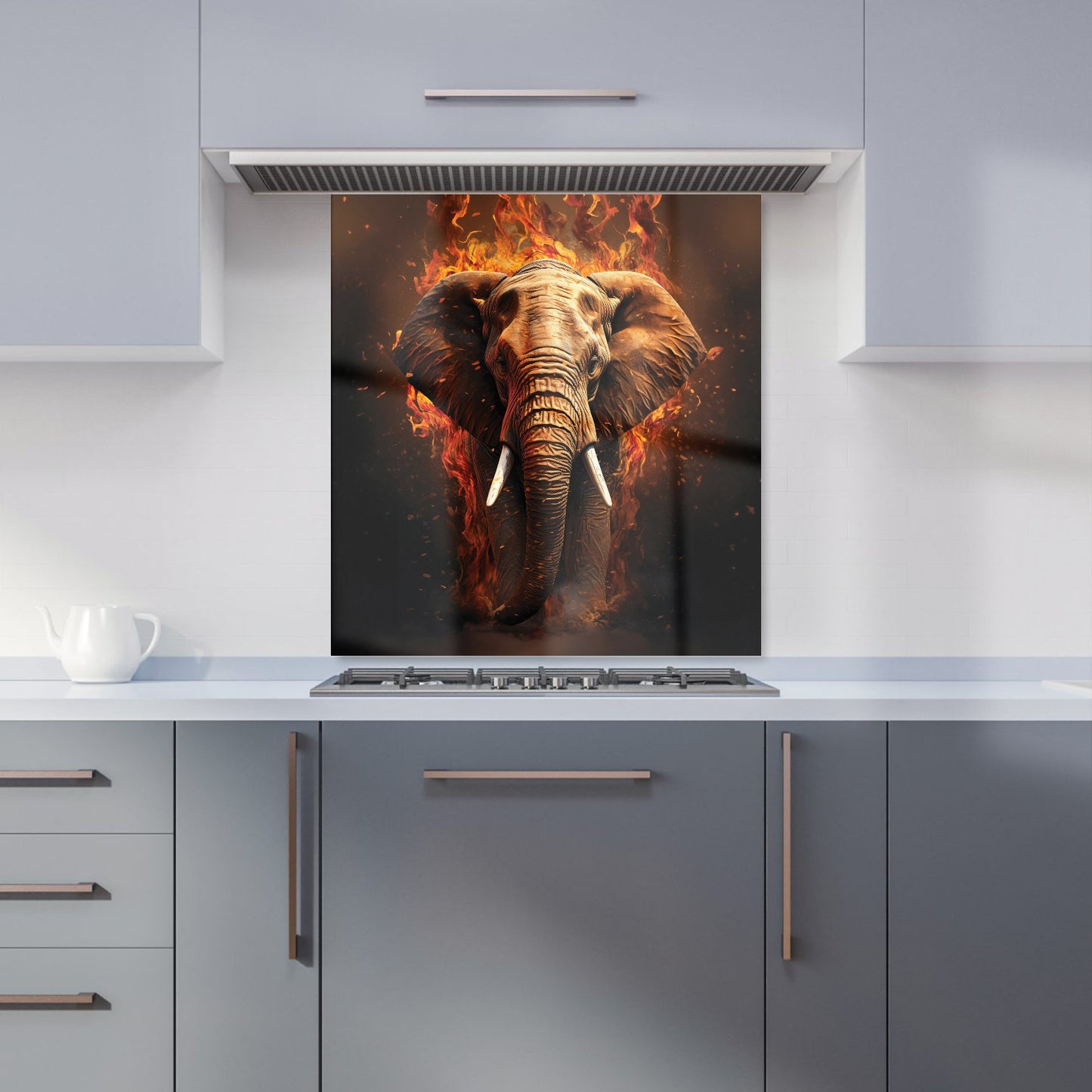 Splashart Elephant and fire Kitchen Splashback