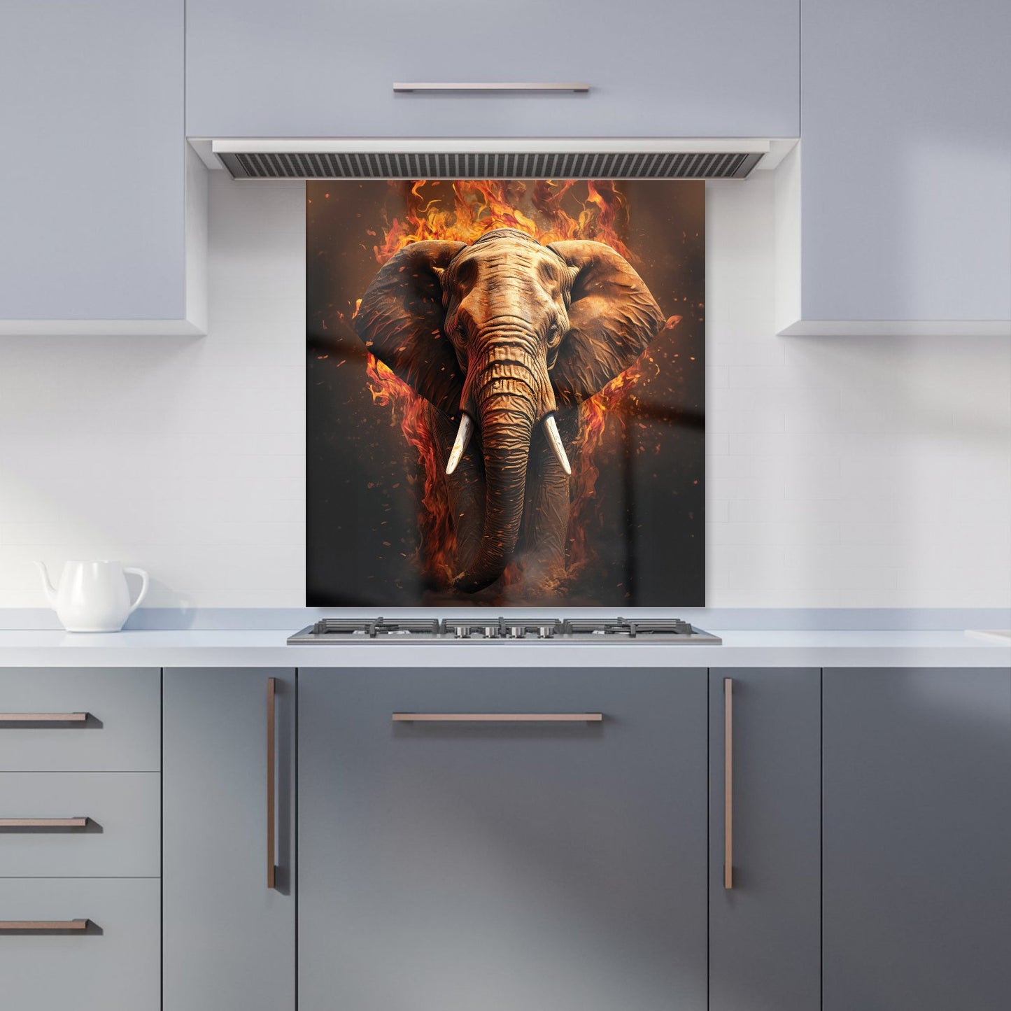 Splashart Elephant and fire Kitchen Splashback