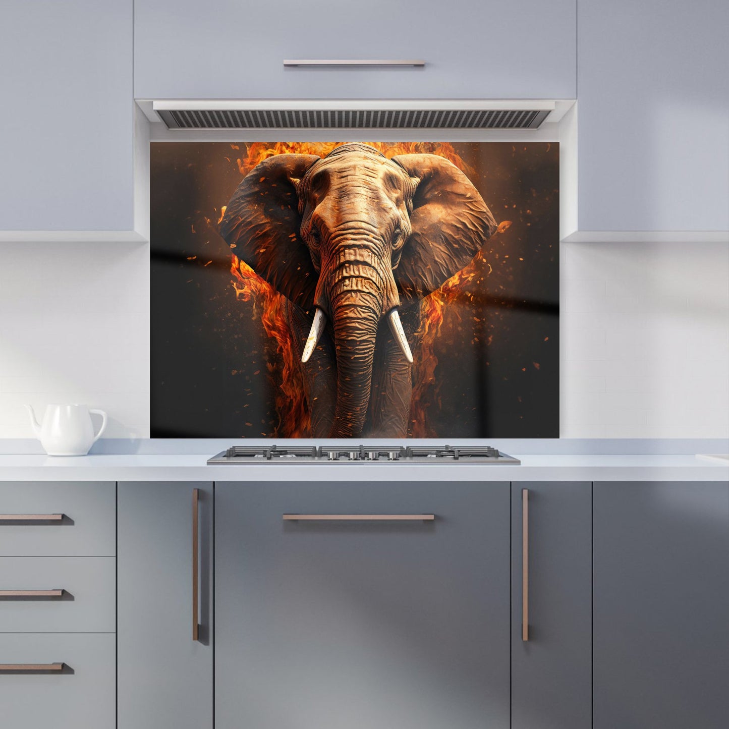 Splashart Elephant and fire Kitchen Splashback