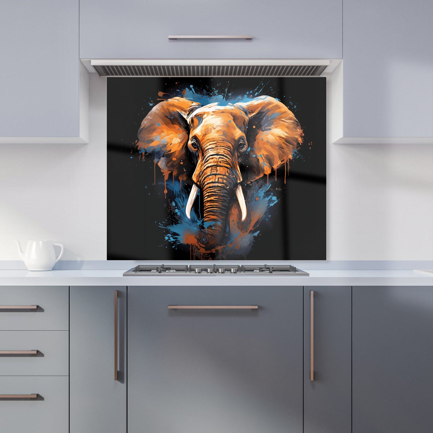 Splashart Elephant Blue Kitchen Splashback