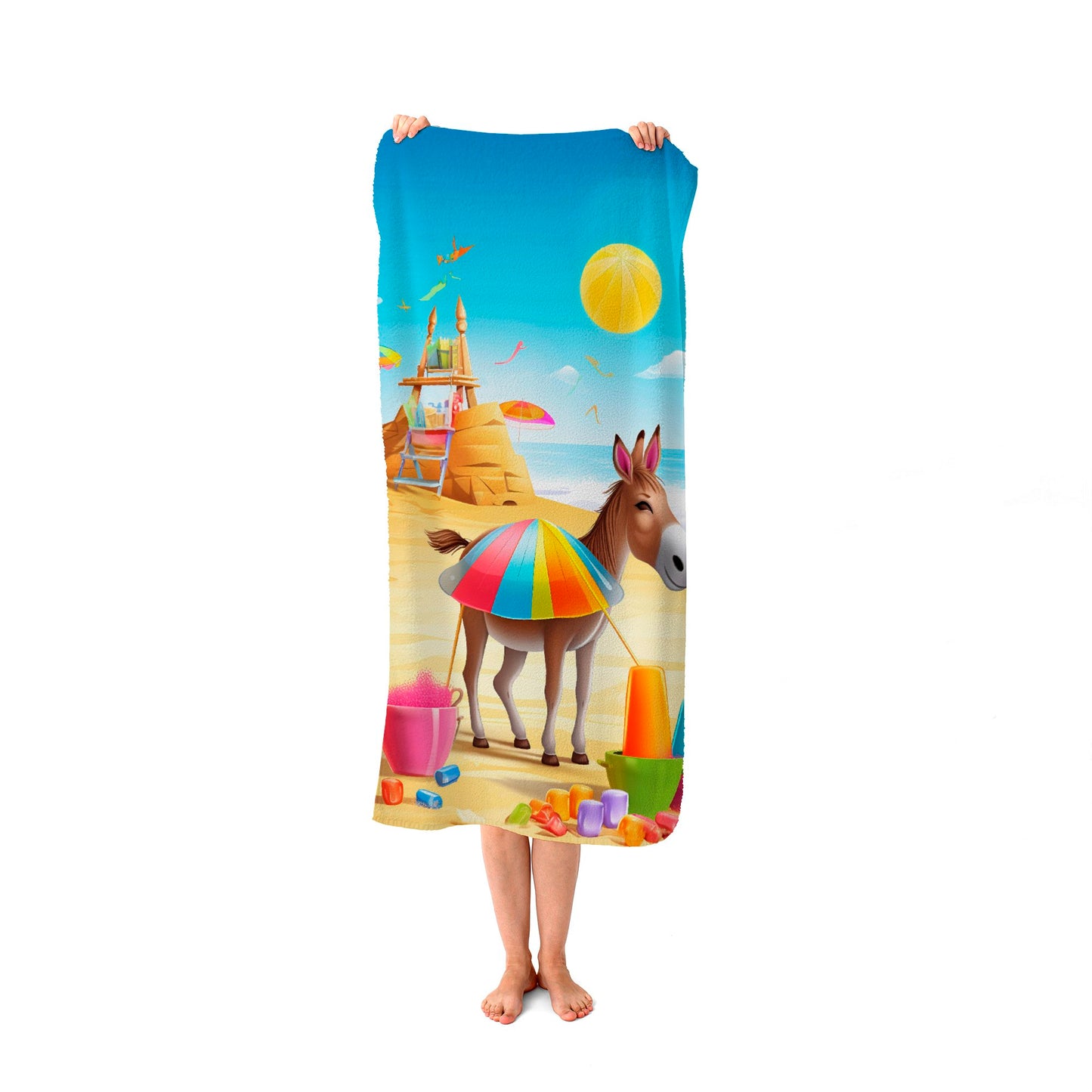 Donkey On A Beach Holiday Beach Towel