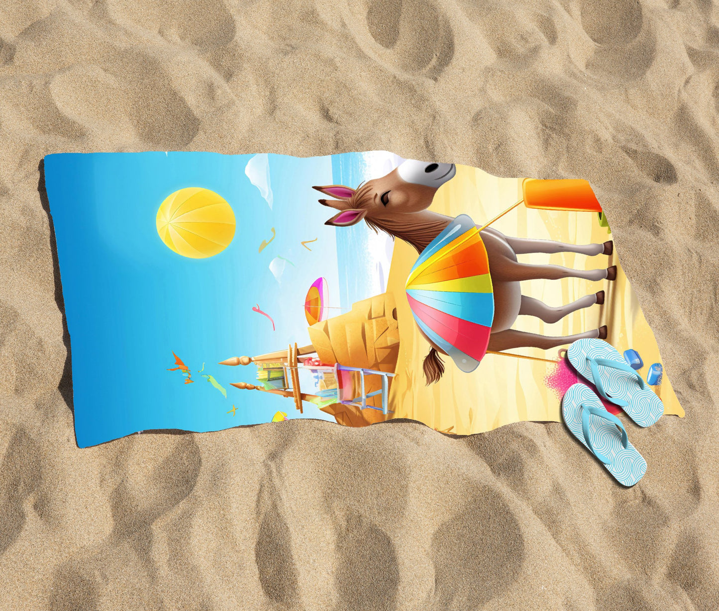 Donkey On A Beach Holiday Beach Towel
