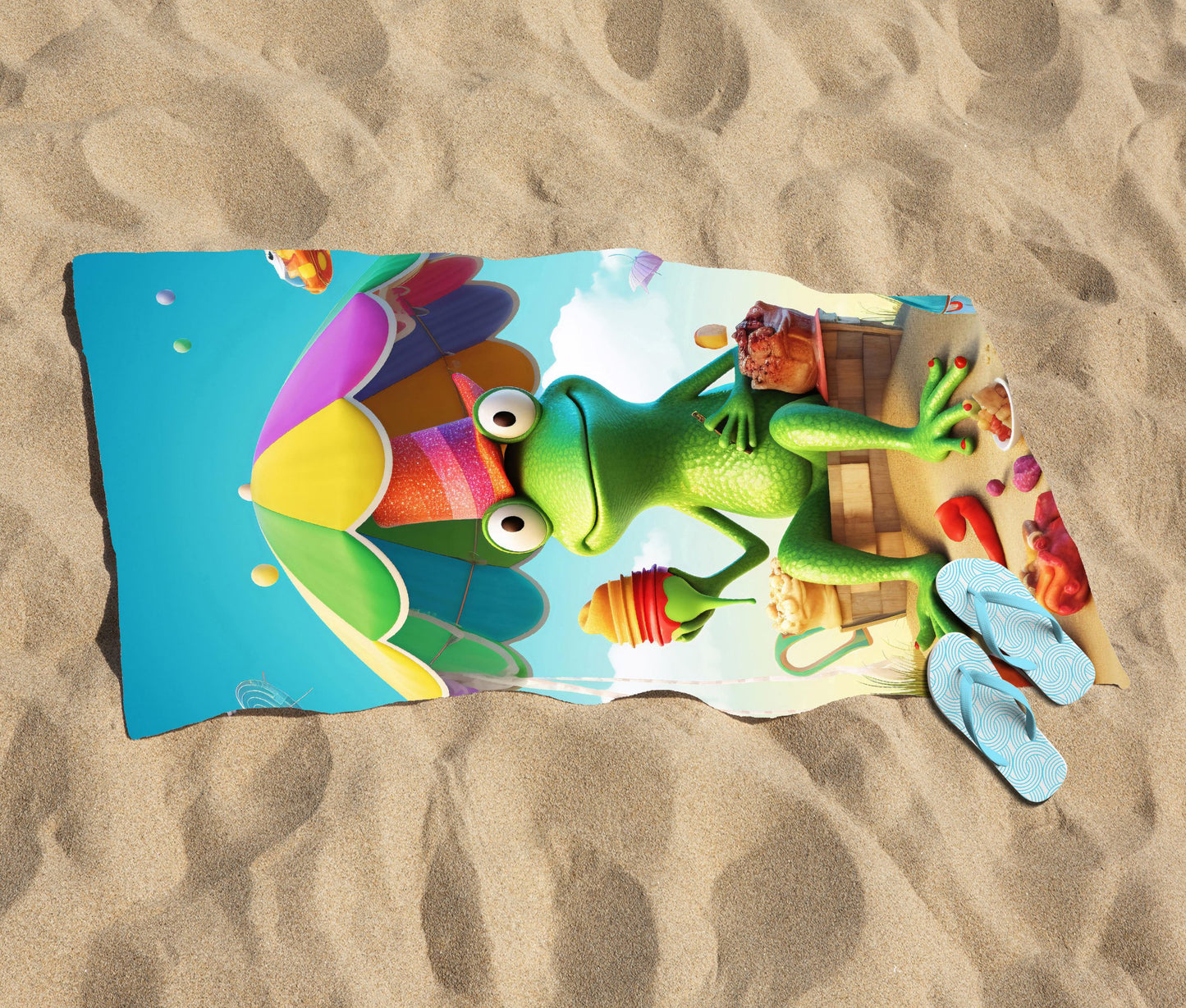 Frog On A Beach Holiday Beach Towel