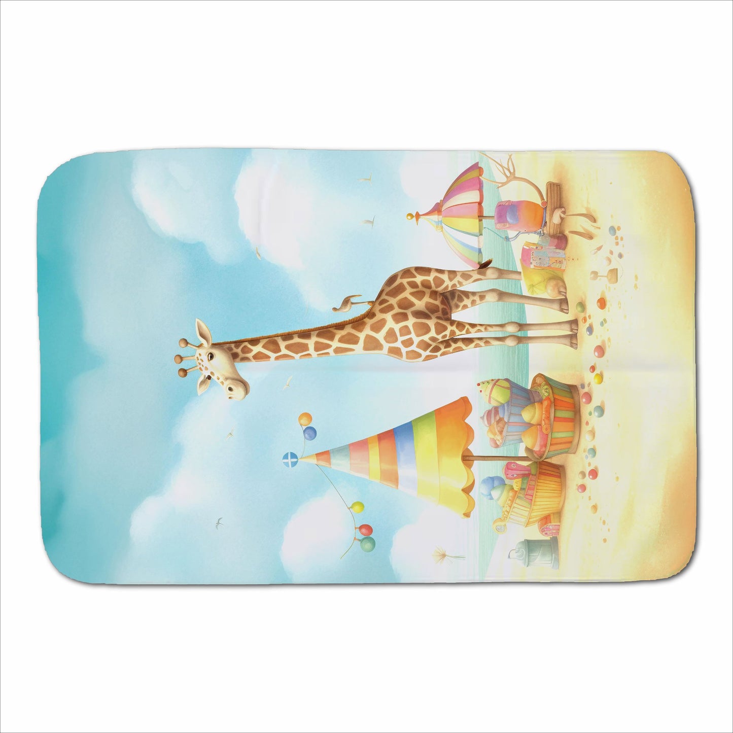 Giraffe On A Beach Holiday Sherpa Blanket