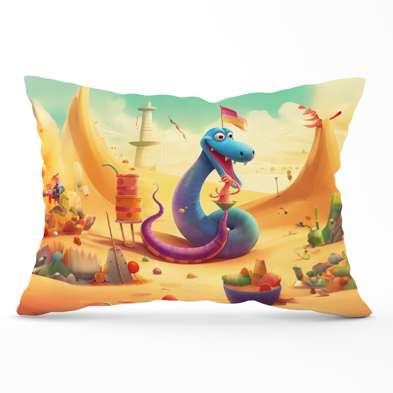 Snake On A Beach Holiday Cushions
