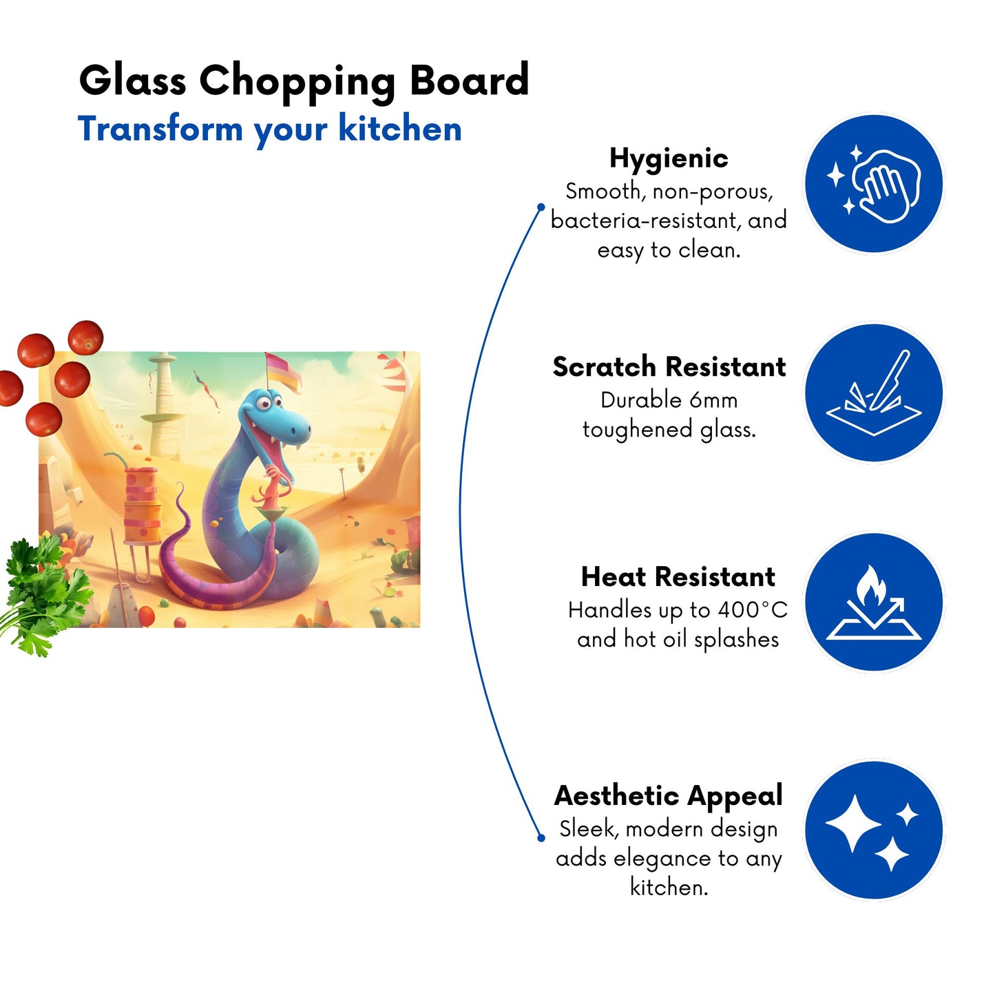 Snake On A Beach Holiday Glass Chopping Board