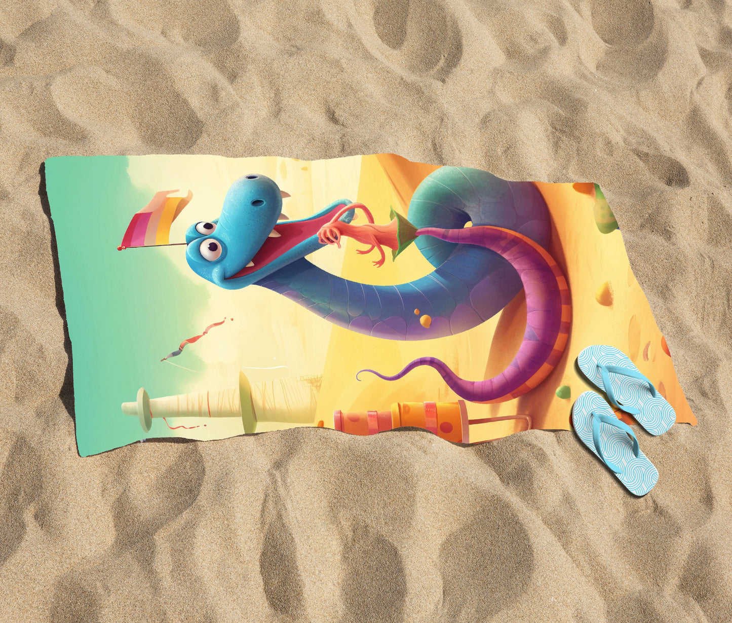 Snake On A Beach Holiday Beach Towel