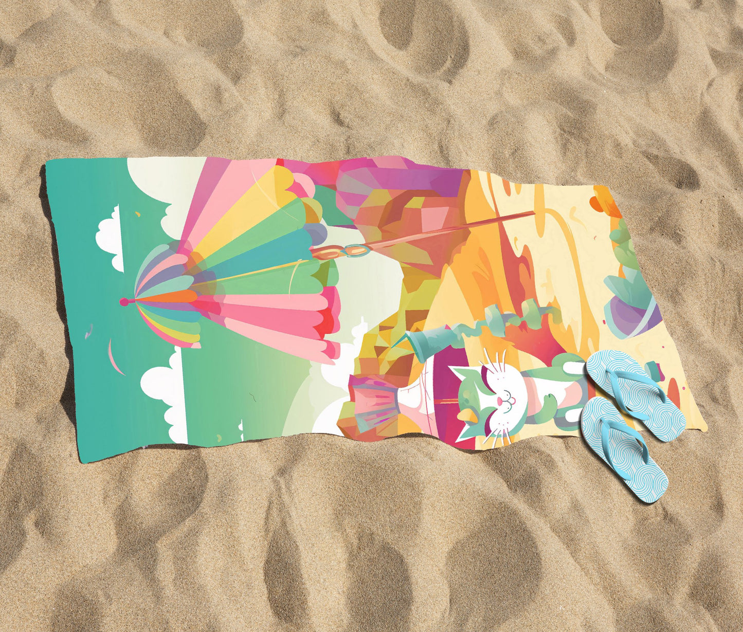 Kitten On A Beach Holiday Beach Towel