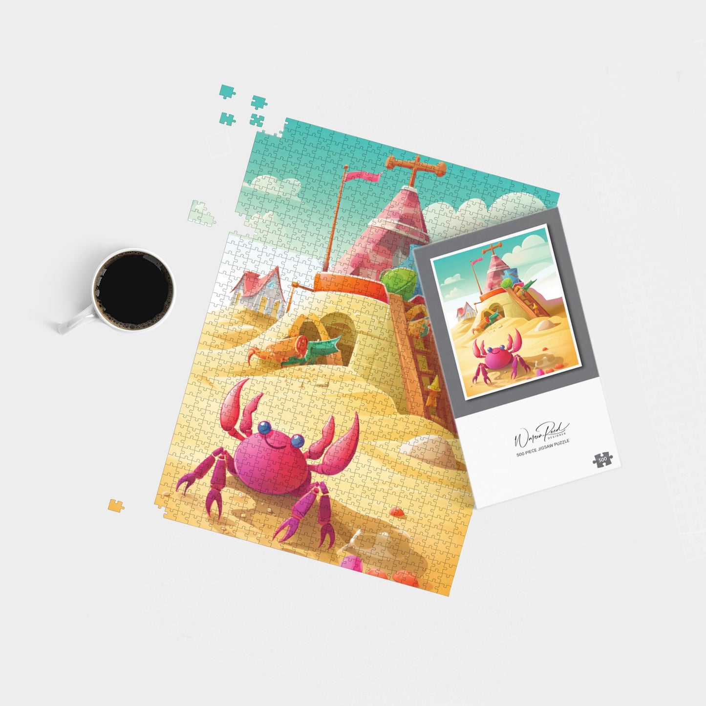 Pink Crab On A Beach Holiday Jigsaw Puzzle