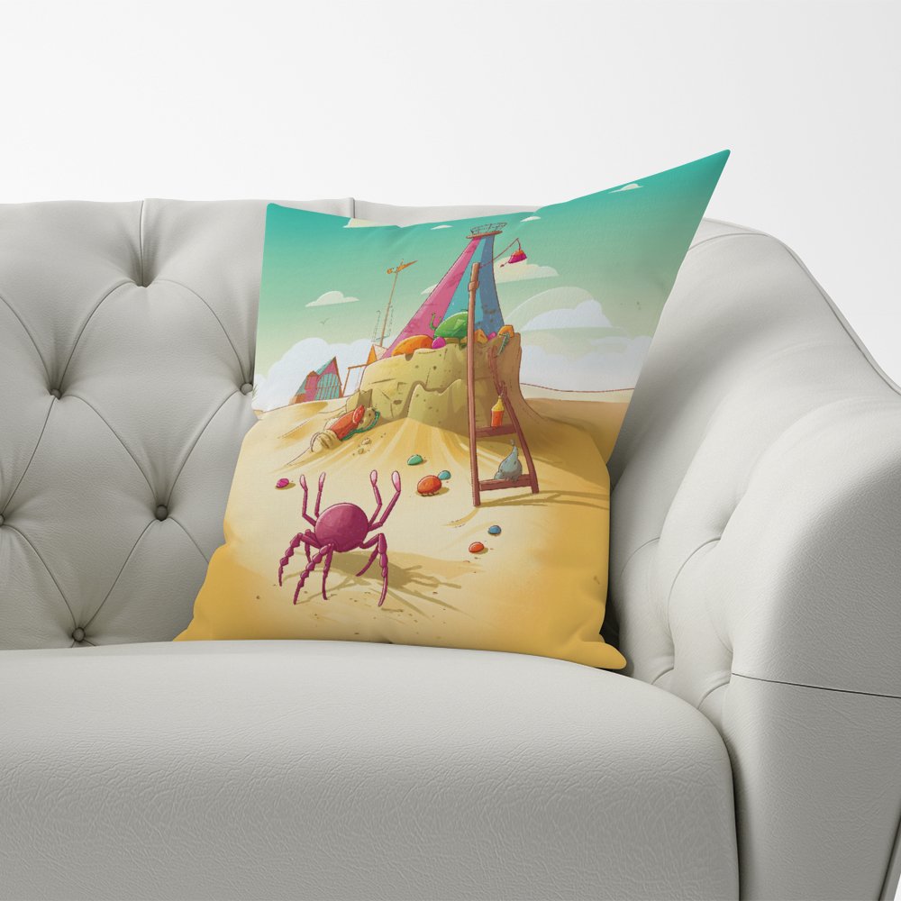 Crab On A Beach Holiday Cushions