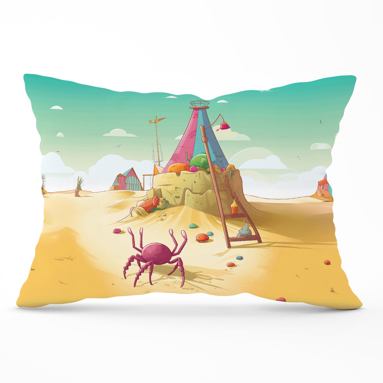 Crab On A Beach Holiday Cushions
