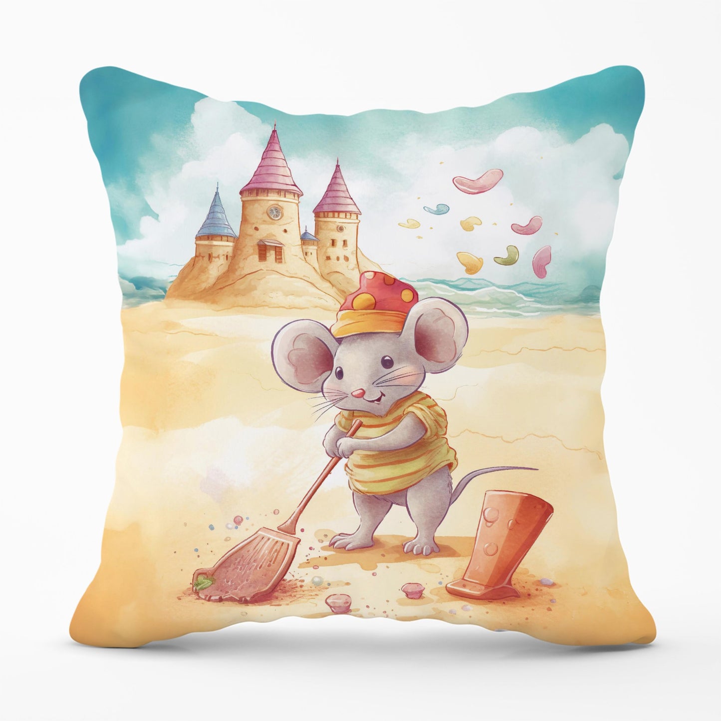 Mouse On A Beach Holiday Cushions