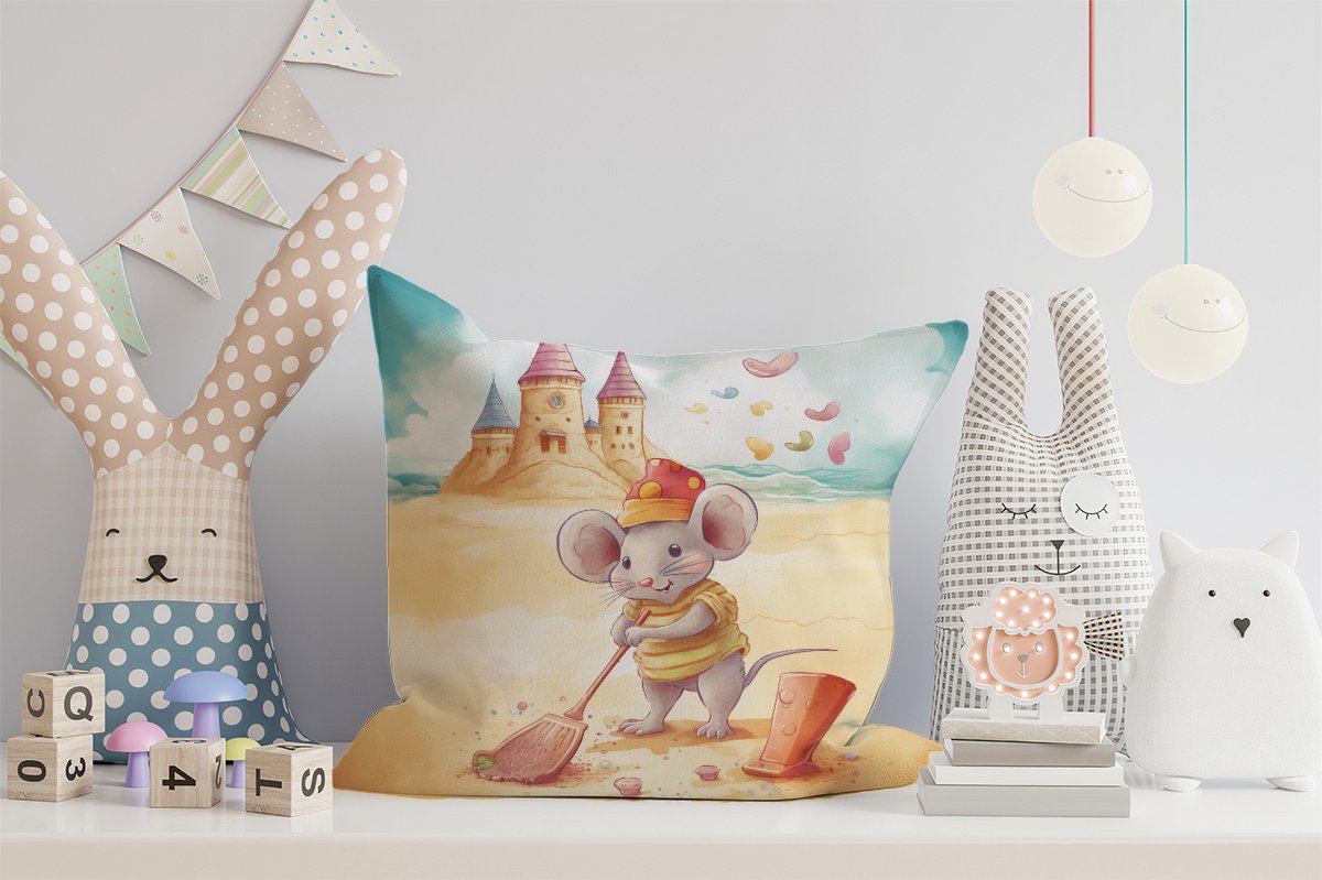 Mouse On A Beach Holiday Cushions