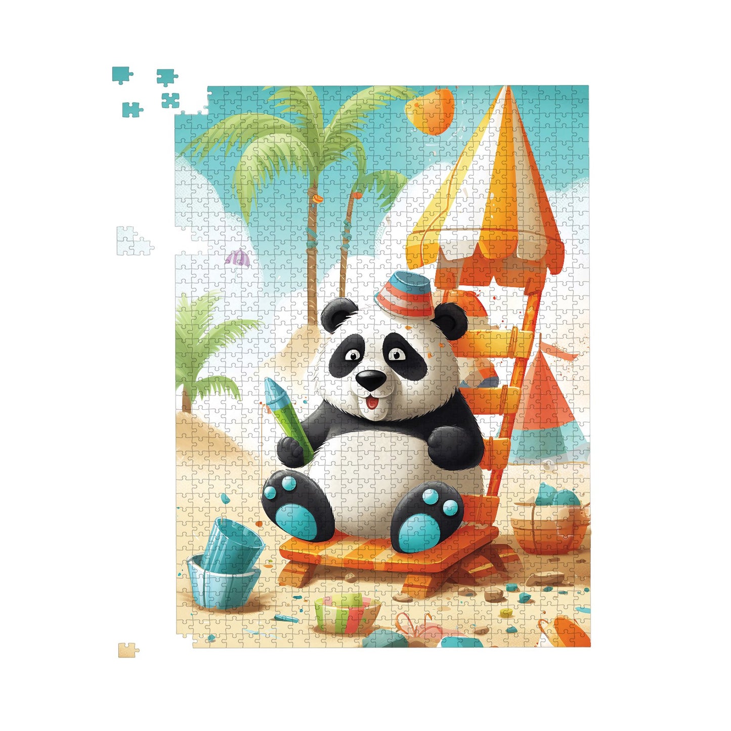 Panda On A Beach Holiday Jigsaw Puzzle
