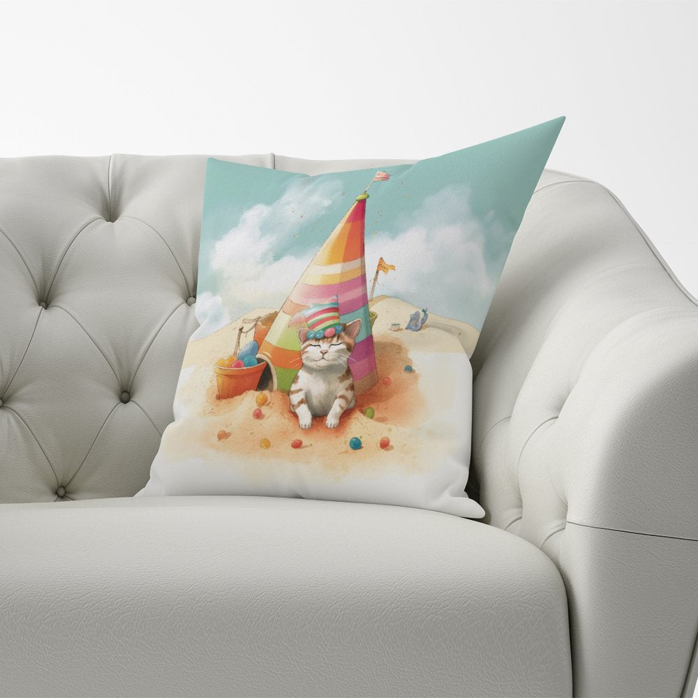 Cat On A Beach Holiday Cushions