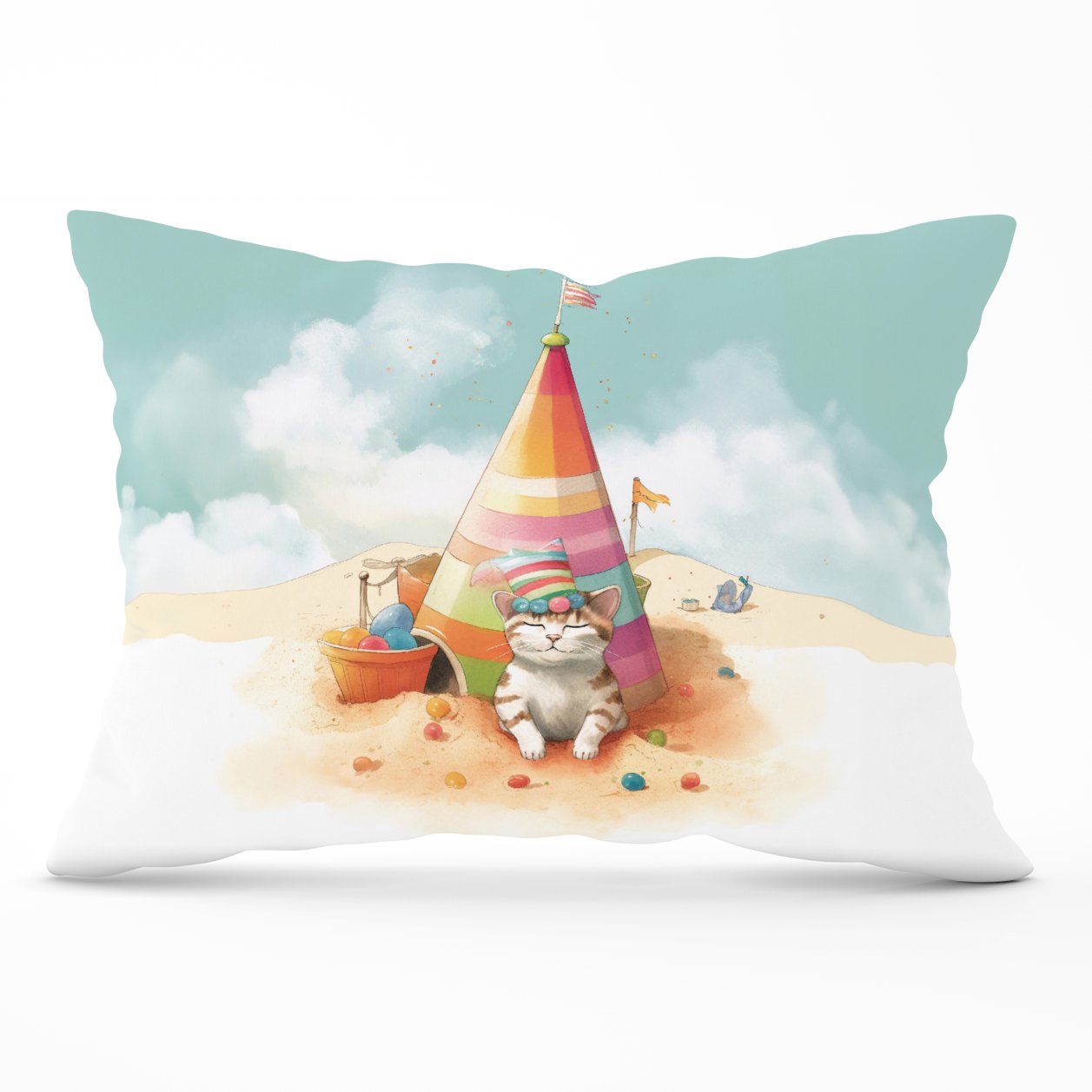 Cat On A Beach Holiday Cushions