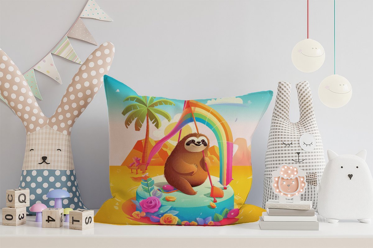 Sloth On A Beach Holiday Cushions