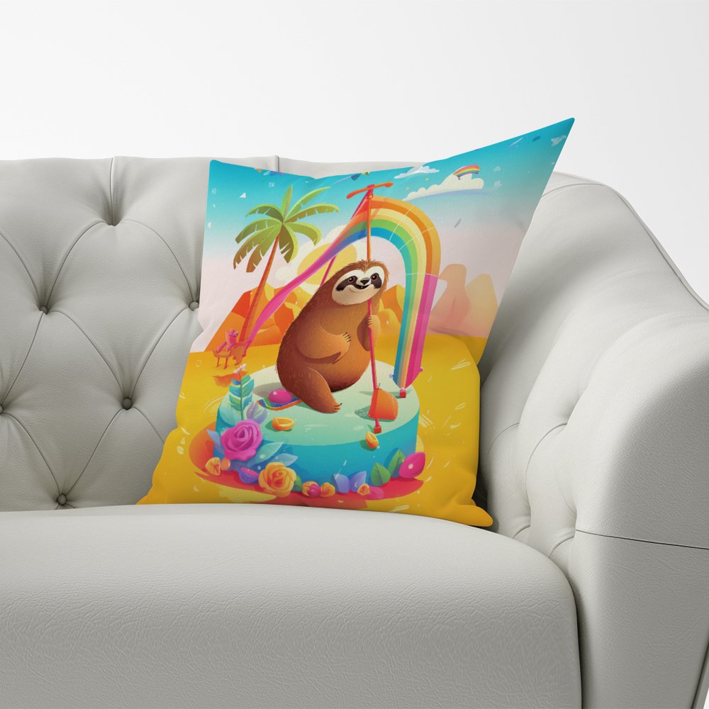 Sloth On A Beach Holiday Cushions