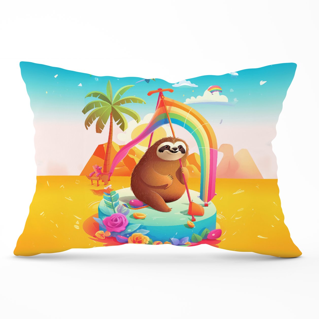 Sloth On A Beach Holiday Cushions