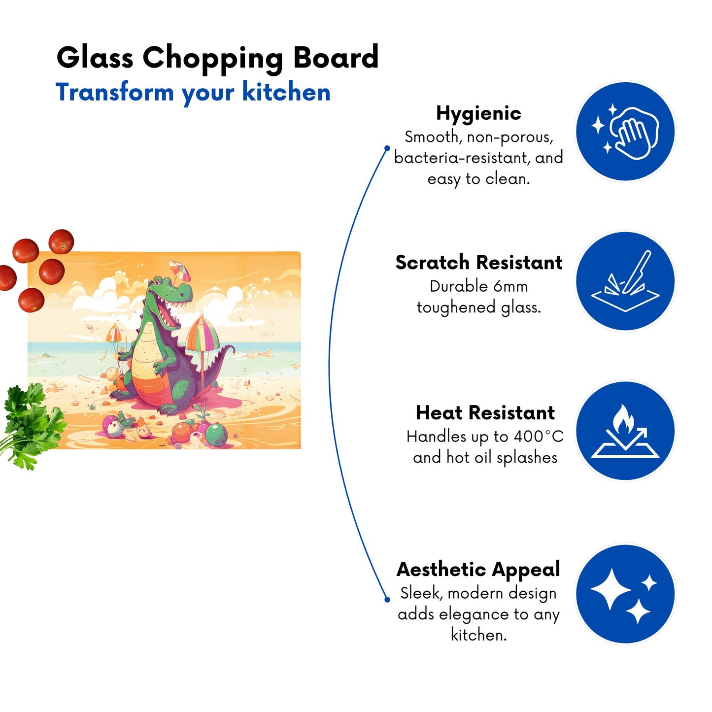 Crocodile On A Beach Holiday Glass Chopping Board