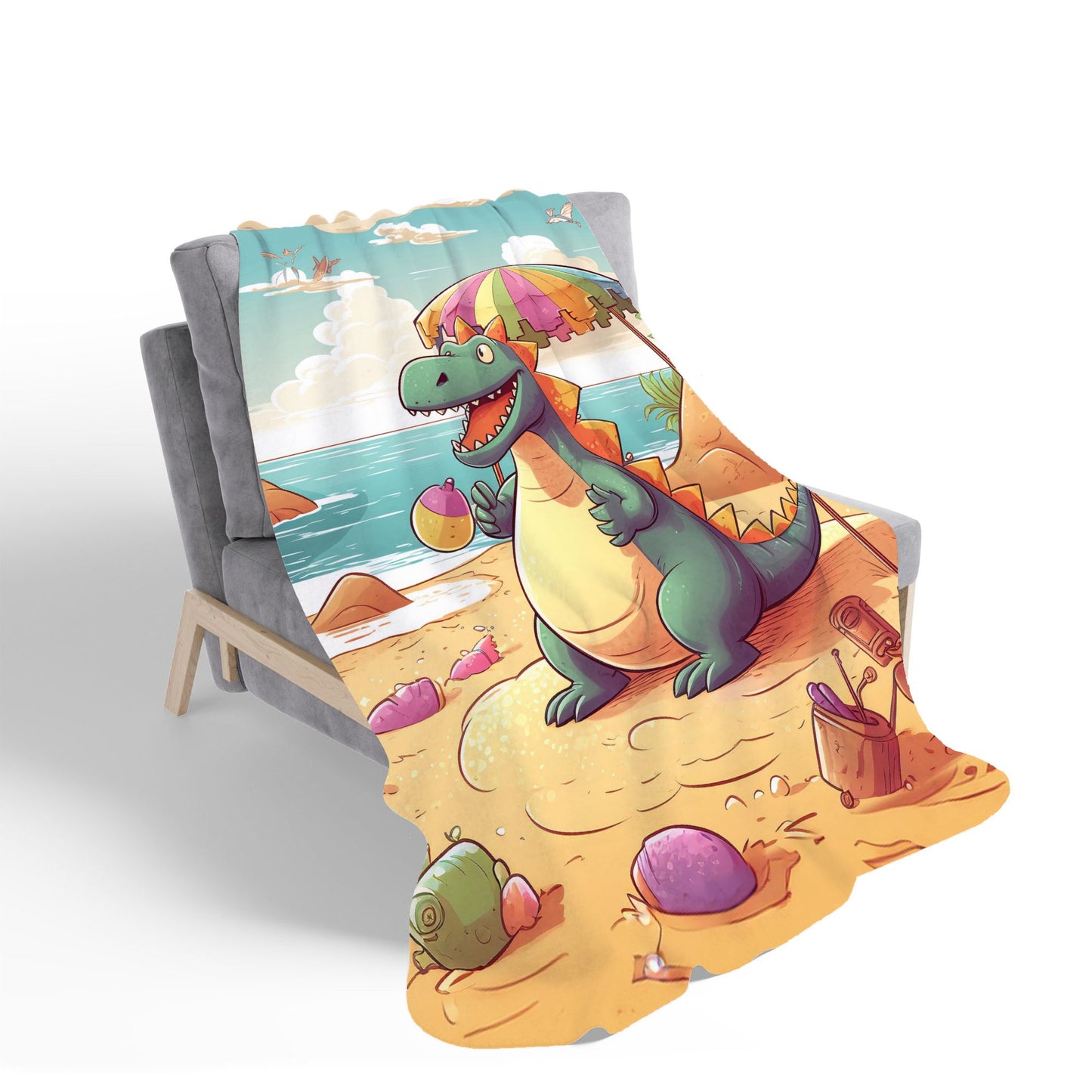 Dragon On A Beach Holiday Sherpa Blanket